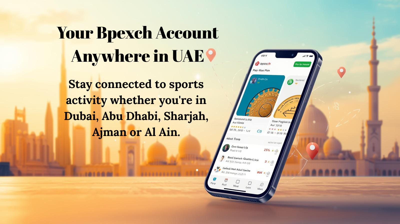 Stay connected to sports activity whether you're in Dubai, Abu Dhabi, Sharjah, Ajman or Al Ain.